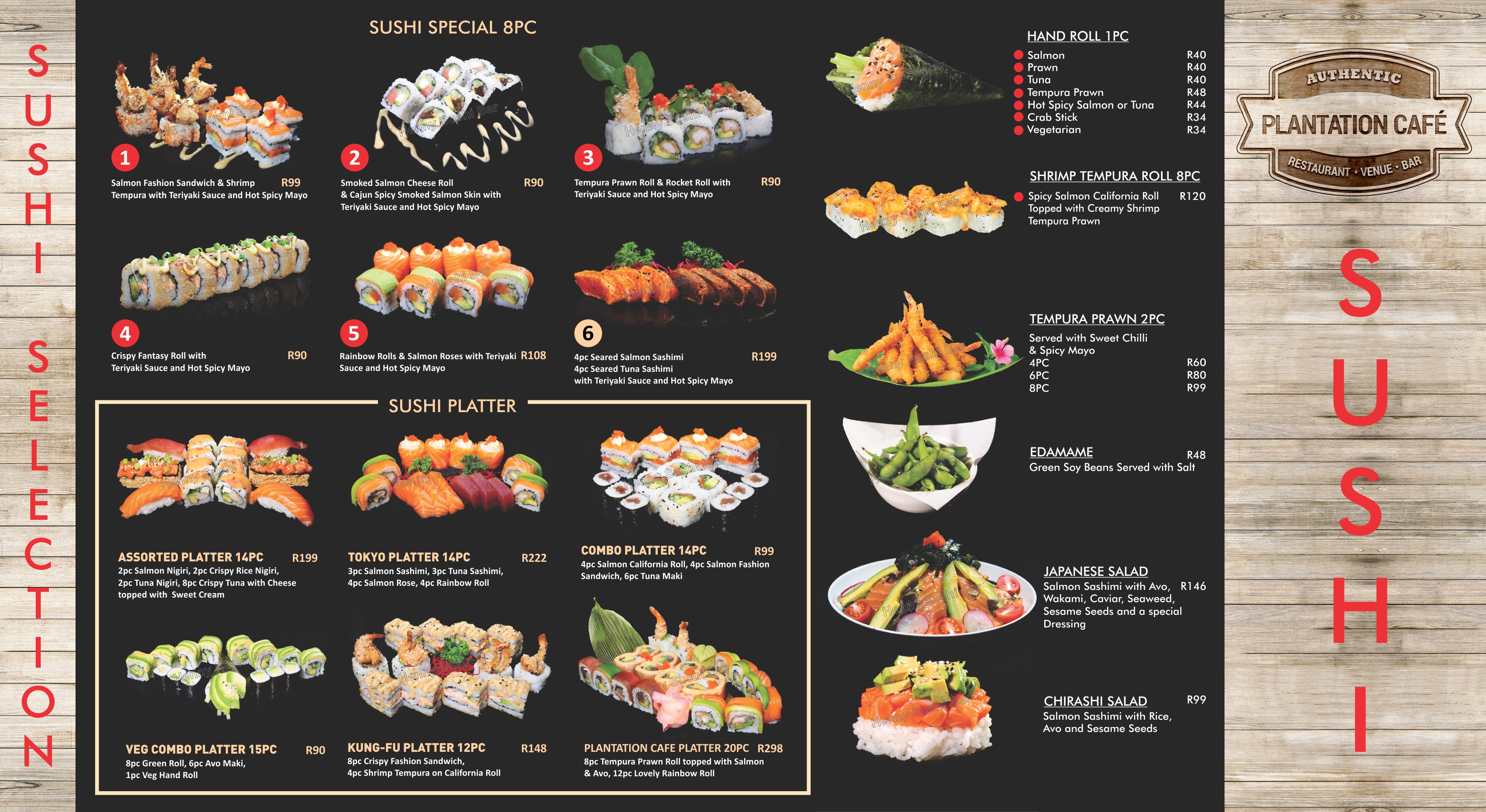 Sushi menu back